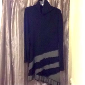 Turtle neck sweater symmetrical dress, long sleeve